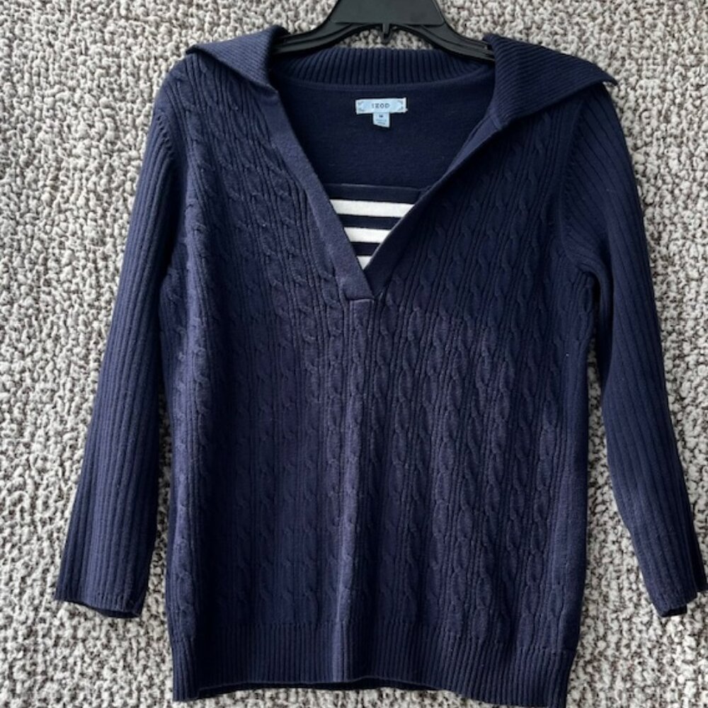 IZOD Dark Blue Nautical Long Sleeve Sweater